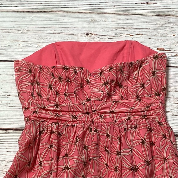 MILLY of New York Strapless Coral Print Bubble Hem Dress Sz 6 - Picture 14 of 14